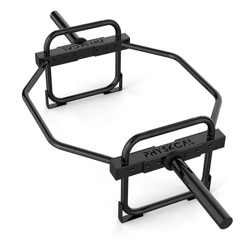 PhysKcal Olympic Trap Bar, Hex Barbell Bar with ⌀ 2'' Smooth Sleeves, Easy Load and Unload Barbell Design for Weight Lifting Beginners- Ideal for Shrugs and Farmer Walks