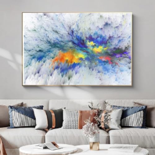 Images d'art mural de nuages et grand tableau de peinture sur toile bleue BBOVOBB 60x90cm