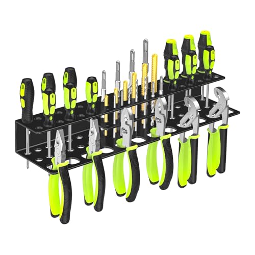 TUSPEU Screwdriver Holder Wall Mount,Heavy Duty Metal Utility Bit Organizer for Screw driver Pliers Drill Bits Small Tools,Screwdriver Organizer Suitable Garages Homes Workshops Sheds (54 holes 1pc)
