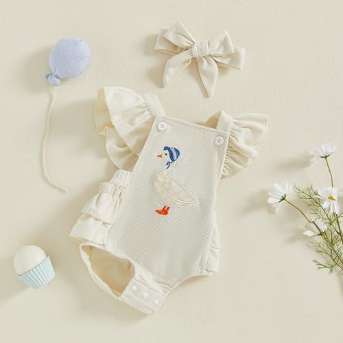 One Silly Goose Birthday Outfit Newborn Baby Girl Country Farm Clothes Ruffle Bubble Tutu Romper+Headband2