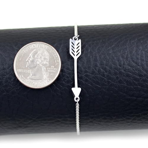 Image of Forged Stainless Steel Arrow Charm Slider Adjustable Bracelet, Men for Women Valentine's Day Birthday Gift for Lover