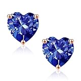 December Birthstone Tanzanite Earrings for Women, 925 Sterling Silver Heart Stud Rose Gold Earrings for Women Blue Earrings Jewelry Mothers Day Valentines Christmas Birthday Gifts for Women Her
