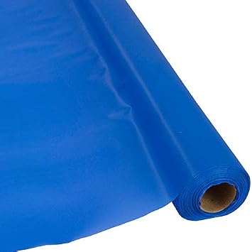 Table Mate Plastic Party Banquet Table Cover Roll - 300 ft. x 40 in. - Disposable Tablecloth Blue