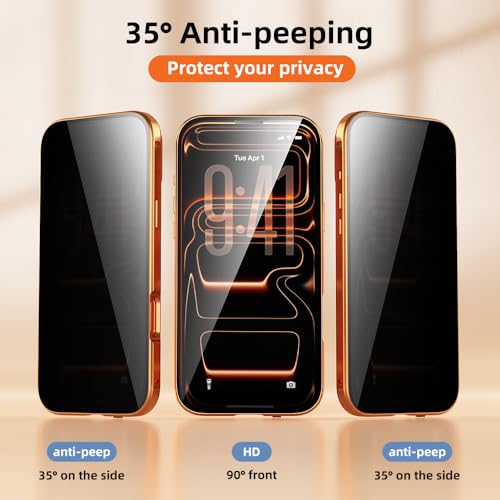Coque anti-espion iPhone 17 Pro Max orange magnétique