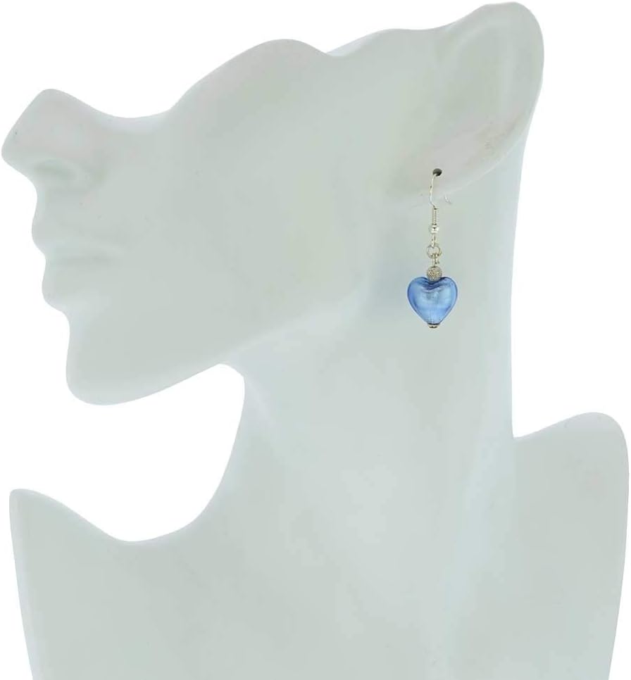 Glass Of Venice Murano Glass Heart Earrings - Silver Ice
