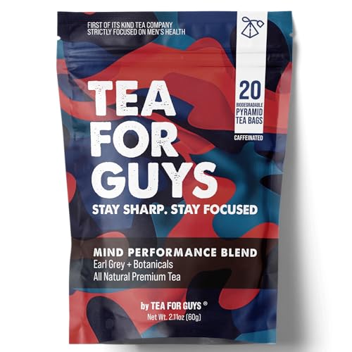 Tea For Guys: Mind Performance Blend – Strong Earl Grey Adaptogen Blend for Clarity, Focus, and Mental Endurance | – 20 Biodegradable Tea Bags