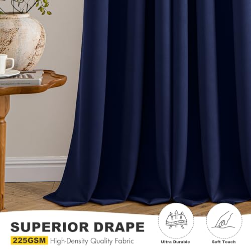 Image of MIULEE Blackout Curtains for Bedroom Living Room 2 Panels, Thermal Insulated Room Darkening Drapes Grommet Noise Reducing Light Blocking Window Treatments 68 Inches Long 55x68 Inch Navy Blue