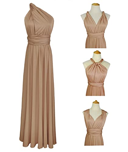 Image of Sexyshine Women's Backless Gown Dress Convertible Multi-Way Wrap Halter Cocktail Dress Bandage Bridesmaid Long Dresses