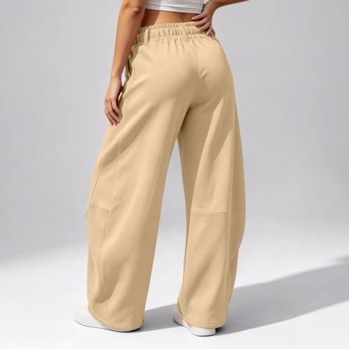 Elneeya Womens Barrel Sweatpants Baggy Elastic Waist Casual Office Pants - image 3