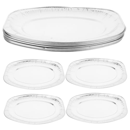 Ciieeo 10 pezzi Vaschette Alluminio Usa e Getta per Barbecue Vassoi da Resistenti in Alluminio Spesso per Cottura e Servizio Outdoor Distribuzione Calore Uniforme