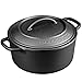 Pre-Seasoned Cast Iron Dutch Oven Pot with Lid Dual Handle, Sourdough Bread Baking Pots, Bread Oven, Camping, Grill, Induction, Electric, Round 5 Quart, Black