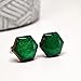 Stud Earrings, Hexagon, 10 mm, Handmade, Stainless Steel Posts for Sensitive Ears Studs for Women Girls Men (Emerald Green Shimmer Hexagon)
