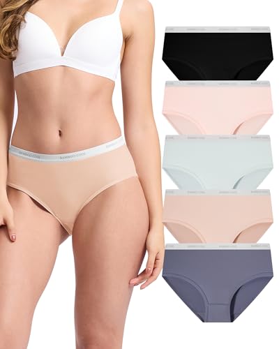 Image of BAMBOO COOL Womens Underwear, Moisture-Wicking Briefs, Soft and Breathable Panties, Mid Waist, 5-Pack