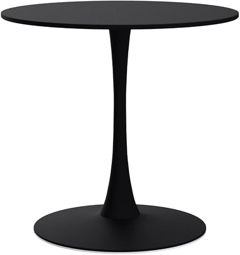 Miniatura 4 de DKLGG Mesa de comedor redonda moderna de 32 pulgadas con parte superior de MDF, pedestal con base de metal, mesa de tulipanes para 2-4 personas,