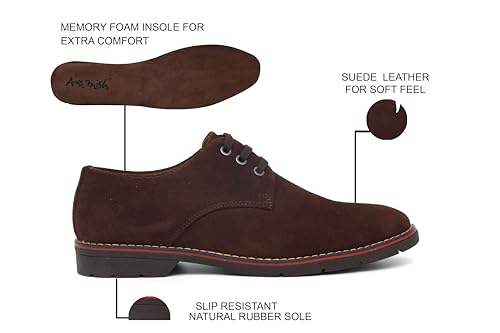 Image of ARAMISH Men's Suede Leather Derby Lace Up Formal Shoes