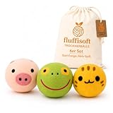 fluffisoft Trocknerbälle 6 Stück – 100% Schafwolle – weichere Wäsche ohne Chemie – Energie sparen – inkl. Stoffbeutel