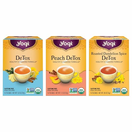 Yogi Herbal DeTox Variety Pack, 16 Tea Bags (3 Pack) | Caffeine-Free Healthy Cleansing Formula with Traditional Ayurvedic Herbs to Support the Body's Everyday Detox