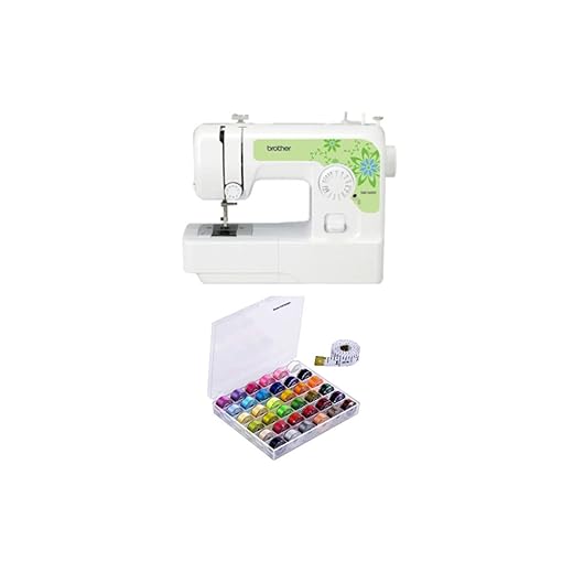Brother Sewing SM1400 14 Stitch Sewing Machine (White) Bundle with 36-Piece Bobbins and Sewing Threads Set (2 Items)