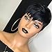 Quazirpu Pixie wigs Human Hair Short Wigs for Women Glueless Short Layered Pixie Cut Human Hair Wig With Bangs Brazilian Virgin Human Hair Wig Wear and Go Wig Natural 1b Color(natural black 1b)