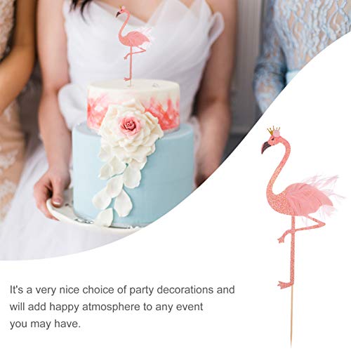 NUOBESTY 8Pcs Decoração de Coco Do Bolo de Aniversário Dos Desenhos Animados Glitter Flamingo Forma