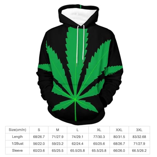 Sweat à capuche manche longue pull imprimé feuilles vertes confort premium taille L