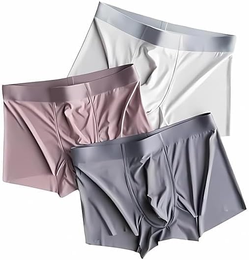 Men's Ultra-Soft Ice Silk Lycra Material Stretch Solid Briefs Boxer Short Underwear Ideal for Working Out Multicolor (Pack of 1)