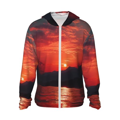 Protection solaire UPF 50+ homme veste rashguard Fiery Red Sunset anti-UV thermique