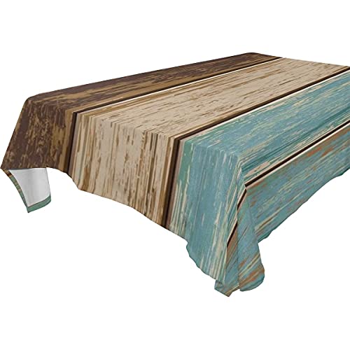 Nautical Vintage Wood Board Tablecloth - Blue Ocean Rustic Print Table Cloths Rectangle Kitchen Retro Table Cover For Holiday Dinner Parties Home Decor, 54X72Inch #TOP4