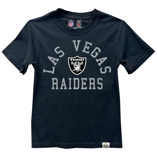 Wes and Willy NFL Kids Short Sleeve Organic Cotton Tee Shirt Las Vegas Raiders Black 4T