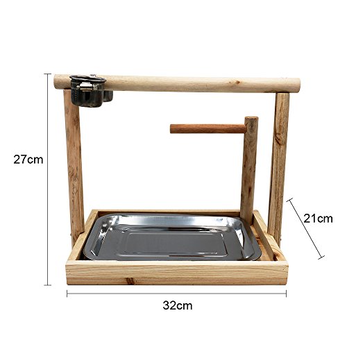 Borangs Parrot Playstand Bird Playground Wood Perch Gym Training Stand Playpen Bird Toys Exercise Playgym For Parakeet Conure Cockatiel Small Birds Cage Accessories Exercise Toy (Include A Tray) #TOP1