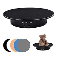 Drehteller Elektrisch für Fotografie, 90/180/360 Grad motorisierter drehbarer Ständer mit Akku, 20cm Display Tisch Lager 8kg mit 5 Hintergründen für Live-Video, Schmuck, Uhren, digitalen Produkten