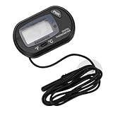 WEKADRIN Termómetro Digital Mini para con Pantalla Grande Diseño y Sensor Profesional Resistente al Agua para Peceras y Terrarios Color Negro