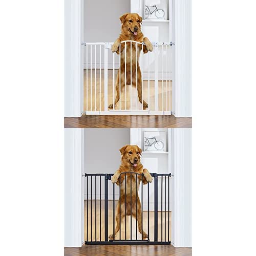 InnoTruth 29-39.6" Baby Gate 30" Tall Black & White for The House with One-Hand Operation and 180° Opening Both Sides.