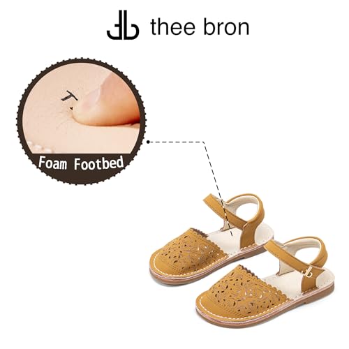 Image of THEE BRON Toddler Floral Cutout Closed Toe Sandals for Girls Breathable Summer Shoes