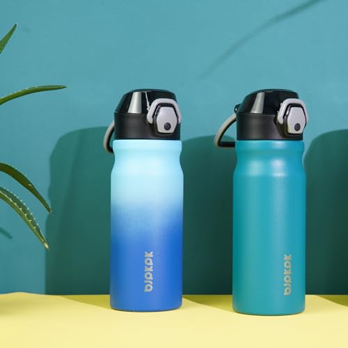 Image of BJPKPK 18 oz Water Bottle with Straw & Handle, Insulated Stainless Flask | Leak Proof Locking Lid, Thermal, Double Wall Vacuum, Keeps Hot /Cold, BPA Free, Dishwasher Safe, Travel & Sports, Ocean Dream