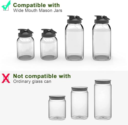 4 Pack Mason Jar Lids,Storage Lids with Silicone Seals, Leakproof and Airtight Replacement Caps for Wide Mouth Mason Jars, Reusable Resistant Jar Covers for Kitchen Food Storage - image 2