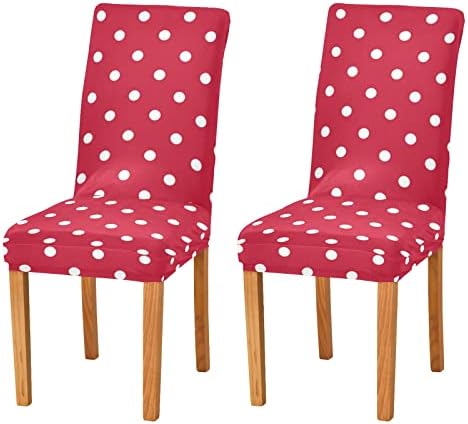 ALAZA Red and White Polka Dot Chair Covers for Home,Kitchen,Dining Room Decor,Stretch Removable Washable Christmas Chair Protector Slipcovers,Pack 4