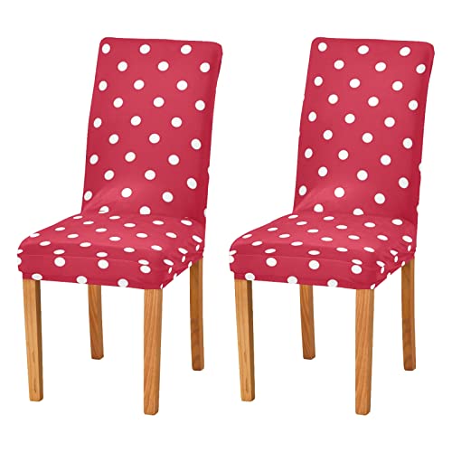 Alaza Red And White Polka Dot Chair Covers For Home,Kitchen,Dining Room Decor,Stretch Removable Washable Christmas Chair Protector Slipcovers,Pack 4 #TOP24