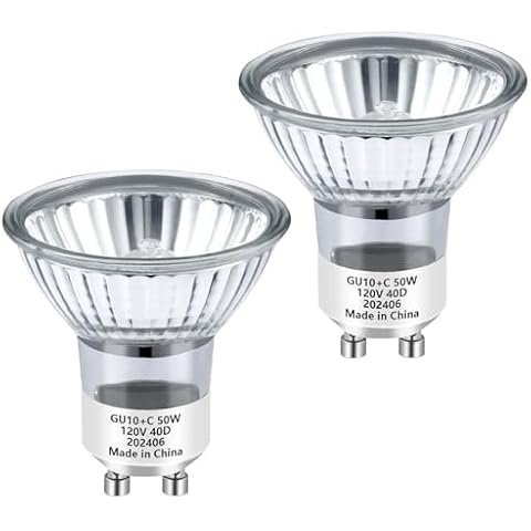 seenlast GU10 Bulb, 2 Pack GU10 120V 50W Long Lasting, GU10 Halogen Bulb Warm White 2800K, 50W GU10 Dimmable with GU10 Base for Candle Light Bulbs,Halogen GU10+C 120V 50W Cover