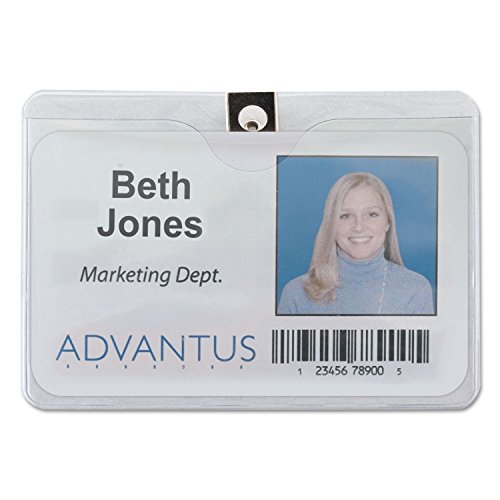 Badge d'identification transparent Advantus format 4x3 horizontal avec clip résistant