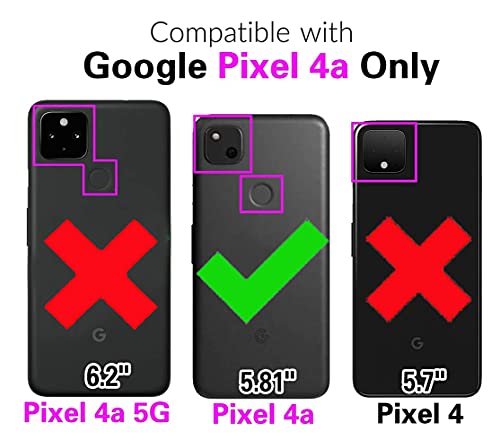 Asuwish Compatible with Google Pixel 4a 4G Wallet Case Tempered Glass Screen Protector and Zipper Leather Flip Cover Card Holder Stand Cell Accessories for Pixel4a Pixle a4 5.8 2020 Women Rose Gold