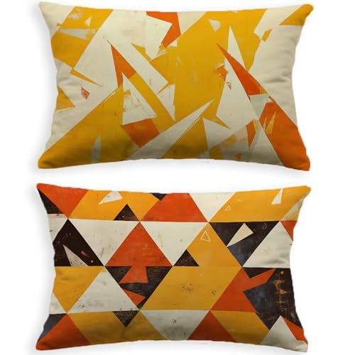 Housse de coussin géométrie velours orange rectangulaire déco - 3