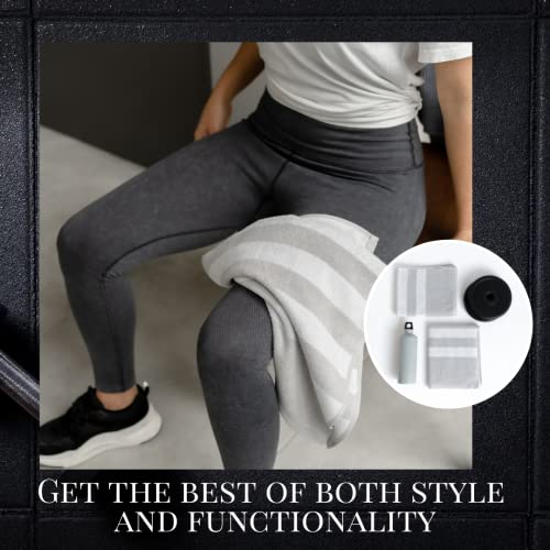 Luzia Striped Workout Towel (Pack Of 2) - Premium Quality 100% Turkish Cotton - Lightweight And Super Absorbent For Sports, Workout, Fitness, Gym, Yoga, Running And Travel (Gray) #TOP4