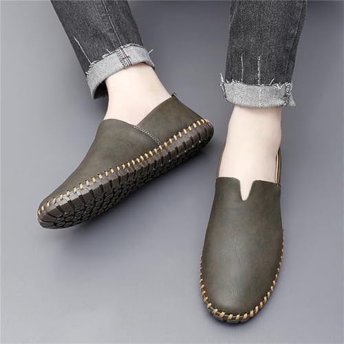 Men Leather Handmade Loafer Shoes Slip On Soft Fashion Round Toe Flats Non-Slip Walking Driving Shoes for Men4