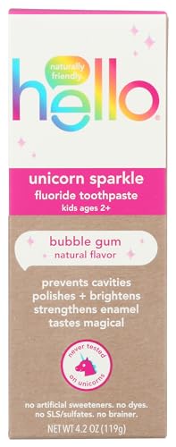 HELLO Bubblegum Unicorn Sparkle Toothpaste for Kids 4.2 OZ