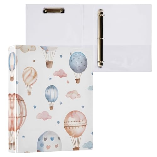 リングファイル ルーズリーフ バインダー a4 熱気球 かわいい 可愛い Dリング 3穴 200枚収納 クリップ&収納ポケット付き 書類整理 事務用品