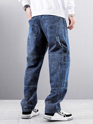 Image of Noble Monk Loose Fit Men's Flip Pocket Jean || Mens Stylish Loose Fit Denim Cargo || Multi-Pocket Styling Pant|| Men Jeans || Jeans for Men