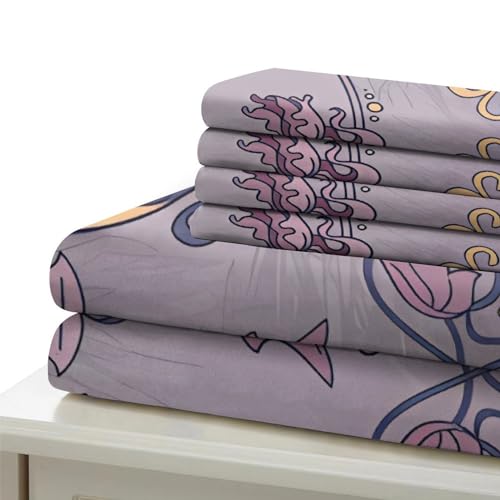 Housse de couette imprimé 3D fleurs de datura microfibre Lune dorée - 7