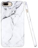 Iphone 7 Plus Case, Iphone 8 Plus Case, A-Focus White Marble Stone Pattern IMD Anti-Scratch Anti-Finger Slim Flexible TPU Cover Case for Iphone 7 Plus / Iphone 8 Plus 5.5