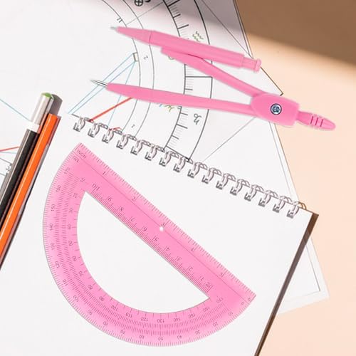 Transferidor estudantil e conjunto de bússola, conjunto de matemática geométrica de 2 peças, conjunt